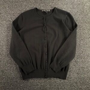 Ralph Lauren Black Cashmere Blend Womens L Button Front Cardigan Black Label